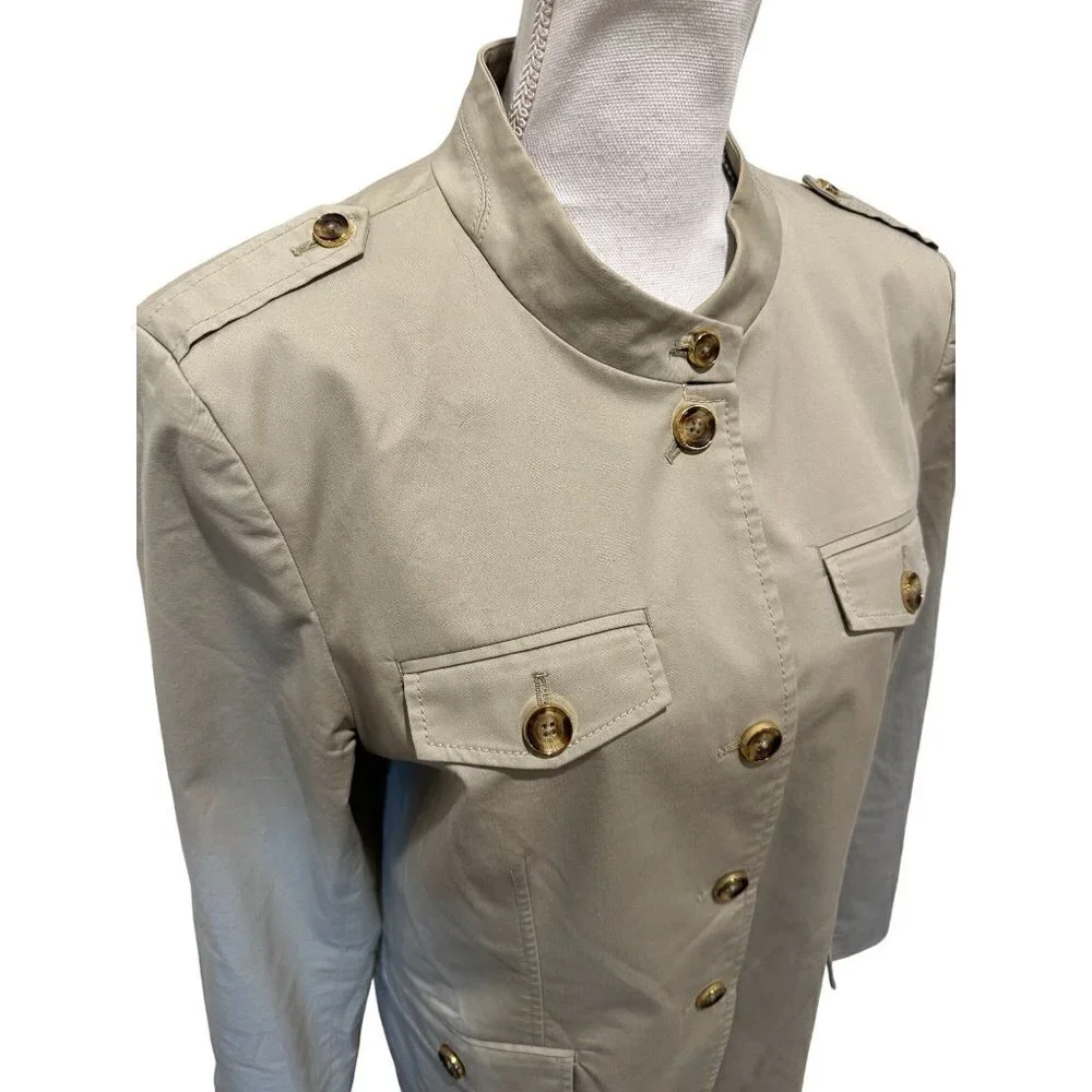 Michael Kors Jacket Blazer Women Sz 14 Button Down Pockets Military Style Lined
